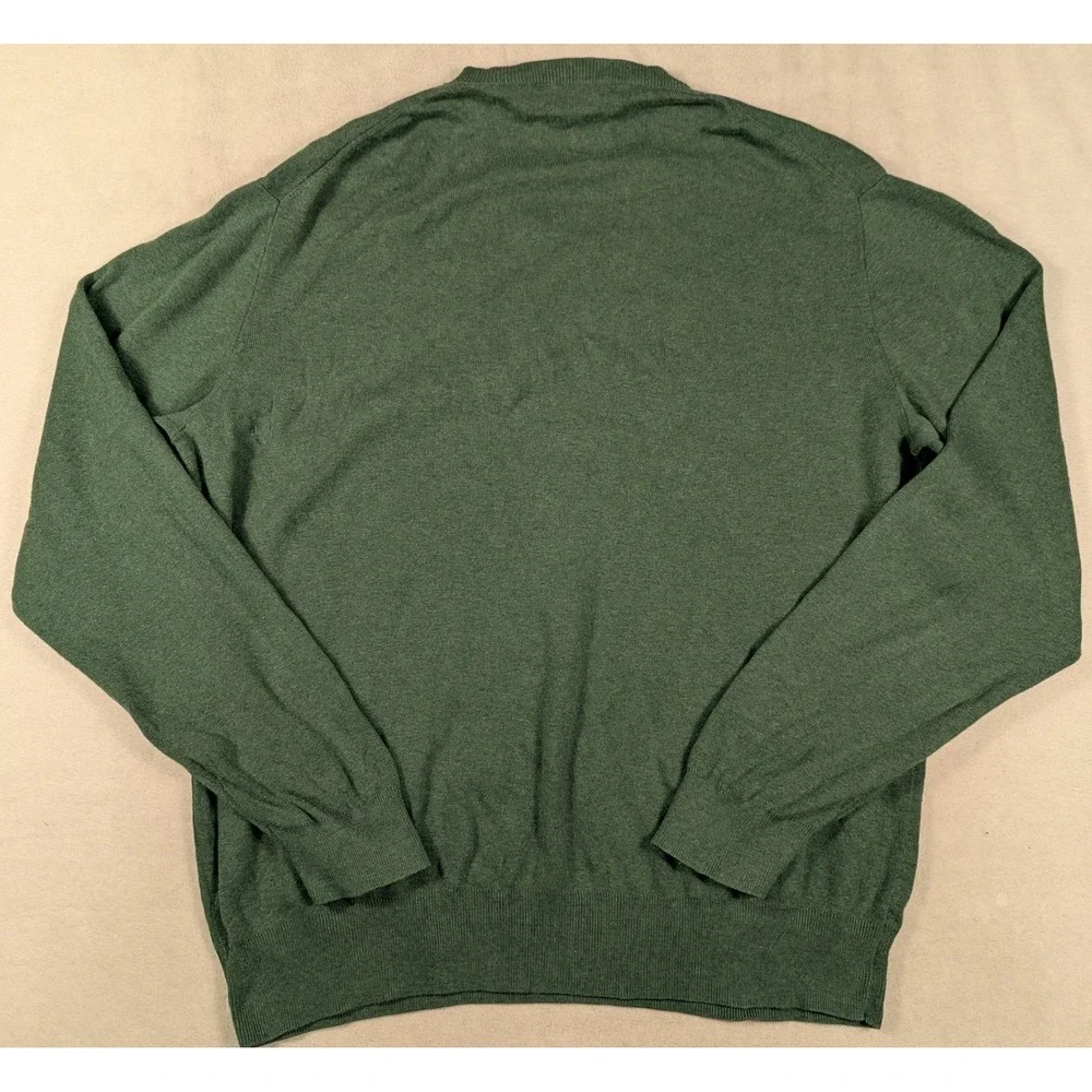 Polo Ralph Lauren Mens XL Green 100% Pima Cotton V-Neck Pony Logo Sweater